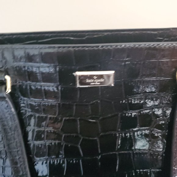 Kate Spade Elissa Black Croc Large Tote Excellent - Picture 5 of 16